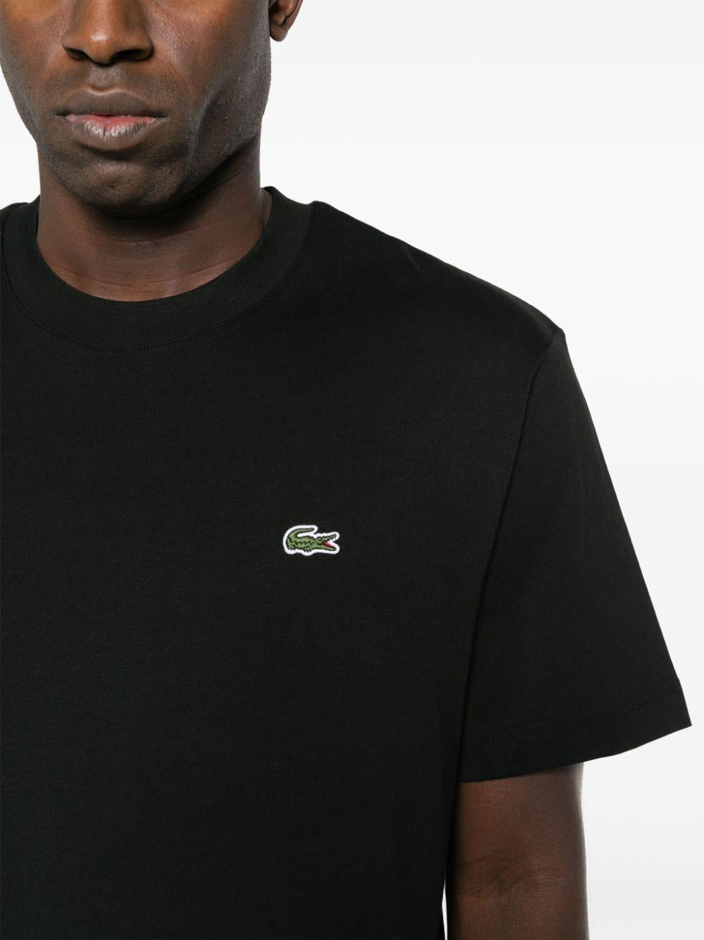T-shirt nera mini logo ricamo TH7318 031 LACOSTE 