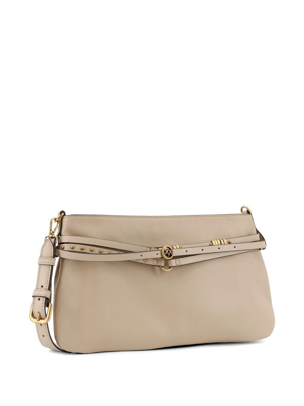 Borsa a spalla in pelle con borchie 106176A0QO C50Q PINKO 