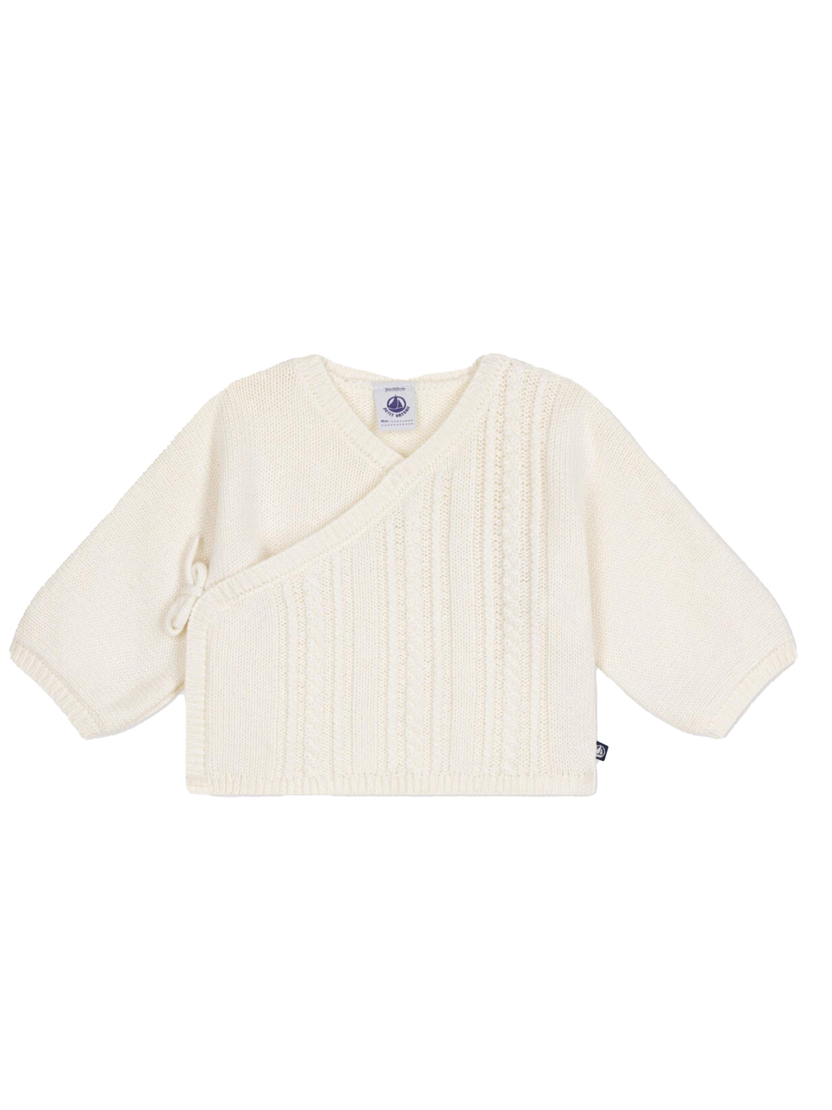 Cardigan panna in maglia e intreccio neonato A0AXY 01 PETIT BATEAU KIDS 