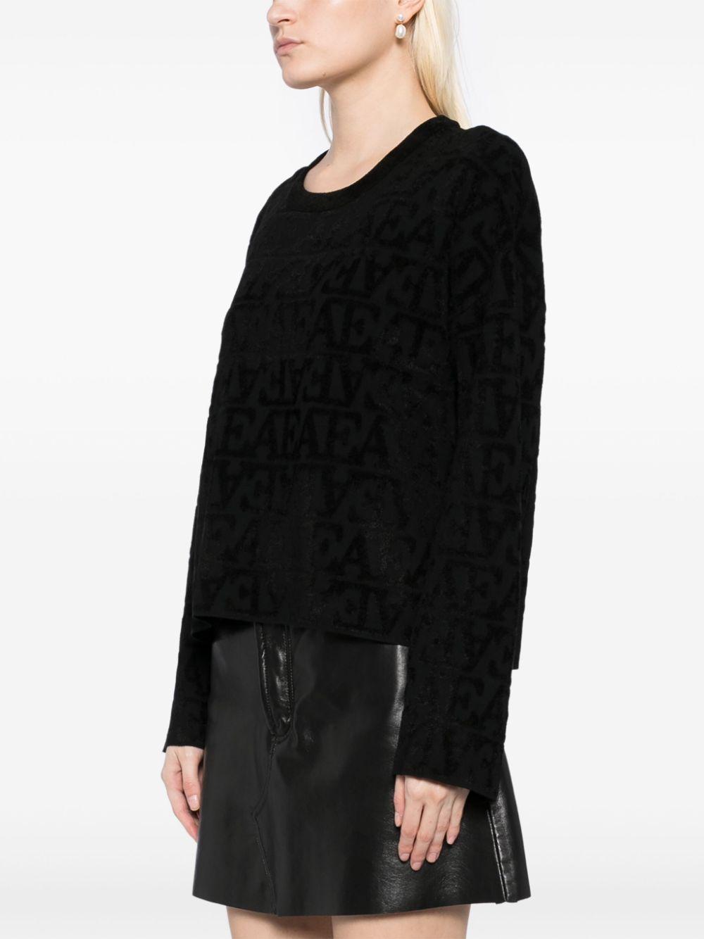 Maglione nero logo monogram all-over