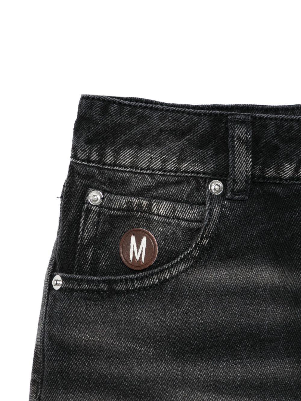 Minigonna denim nera con placca logo HDJ03ZL0E19 60129 MOSCHINO KIDS 