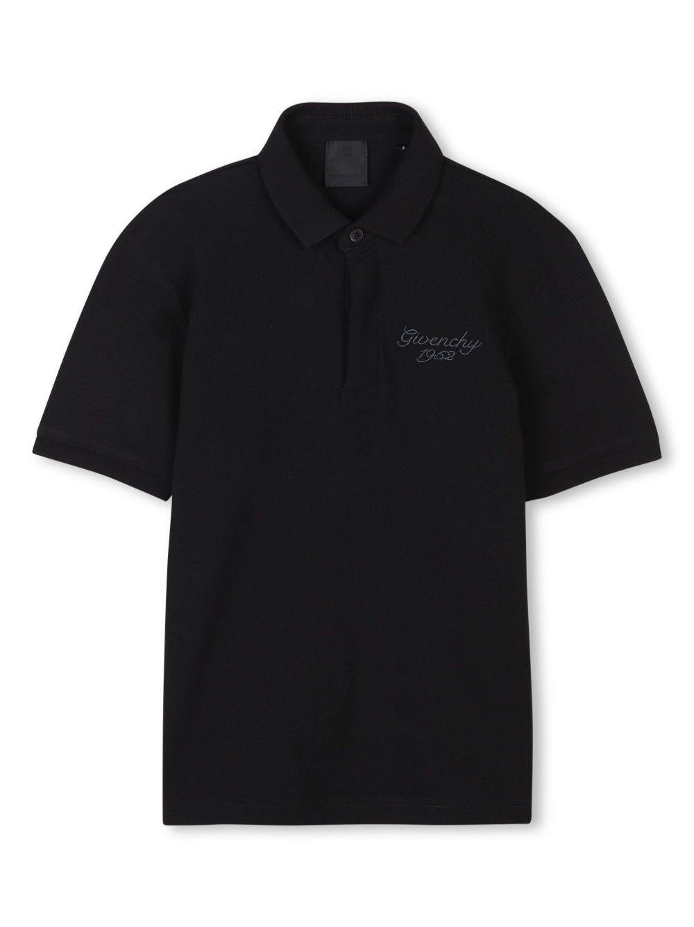 Polo nera logo ricamo