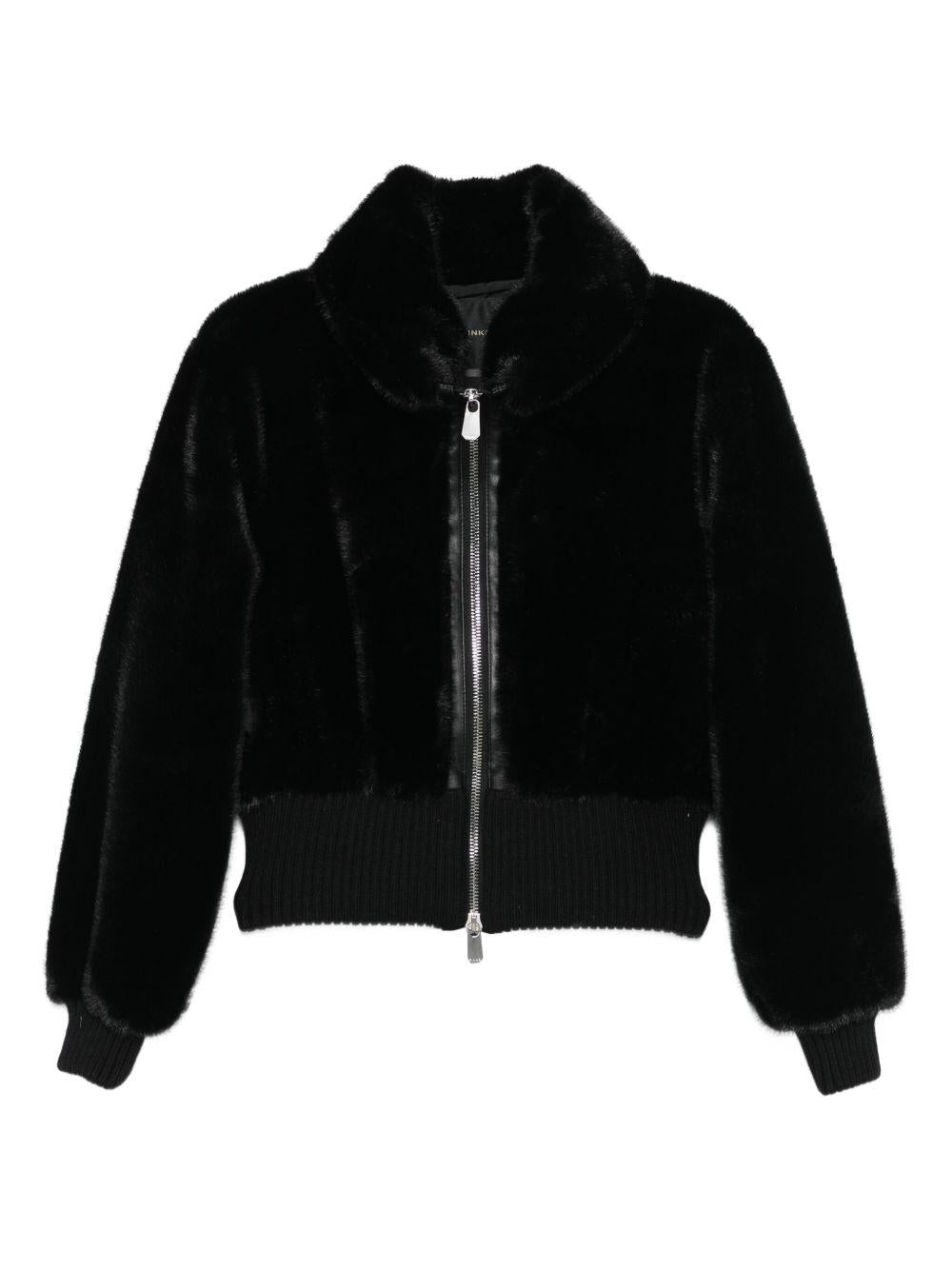 Giacca nera con chiusura zip 105399A2PI Z99 PINKO 