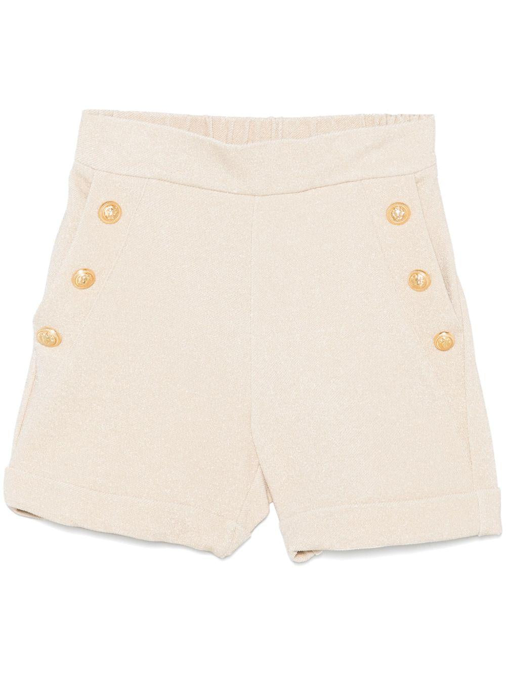 Short beige elasticizzato con bottoi oro