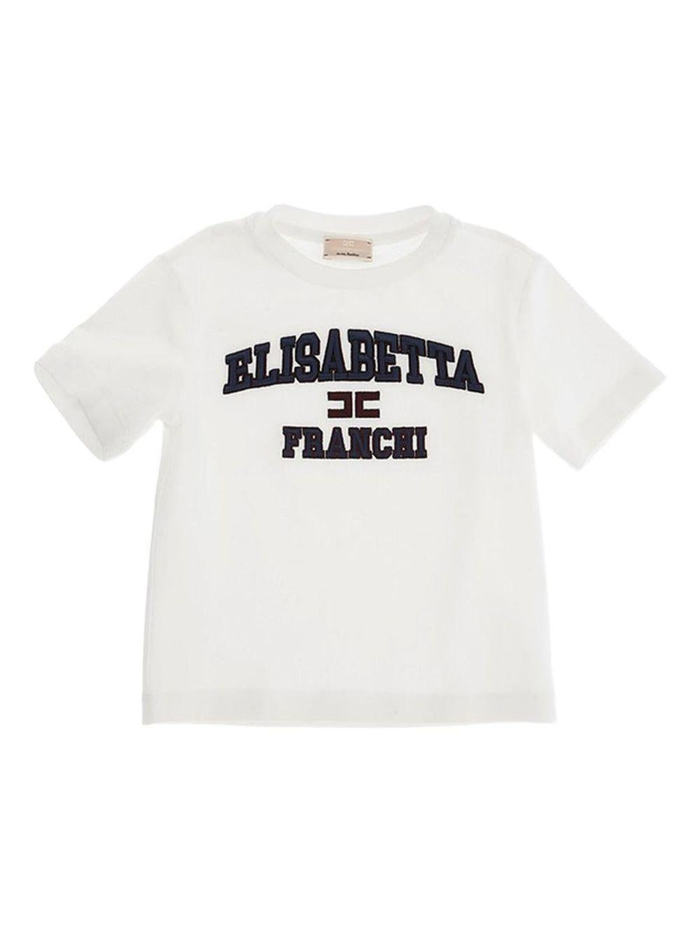T-shirt bianca logo ricamo college