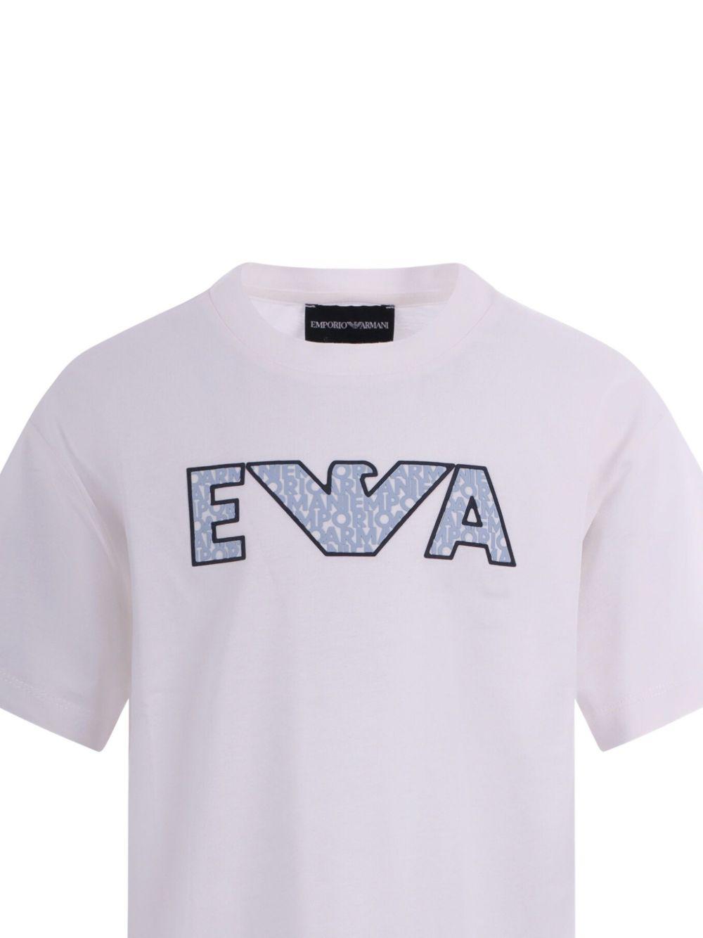 T-shirt in cotone con logo a maniche corte EB000948AF14503 U0003 EMPORIO ARMANI KIDS 