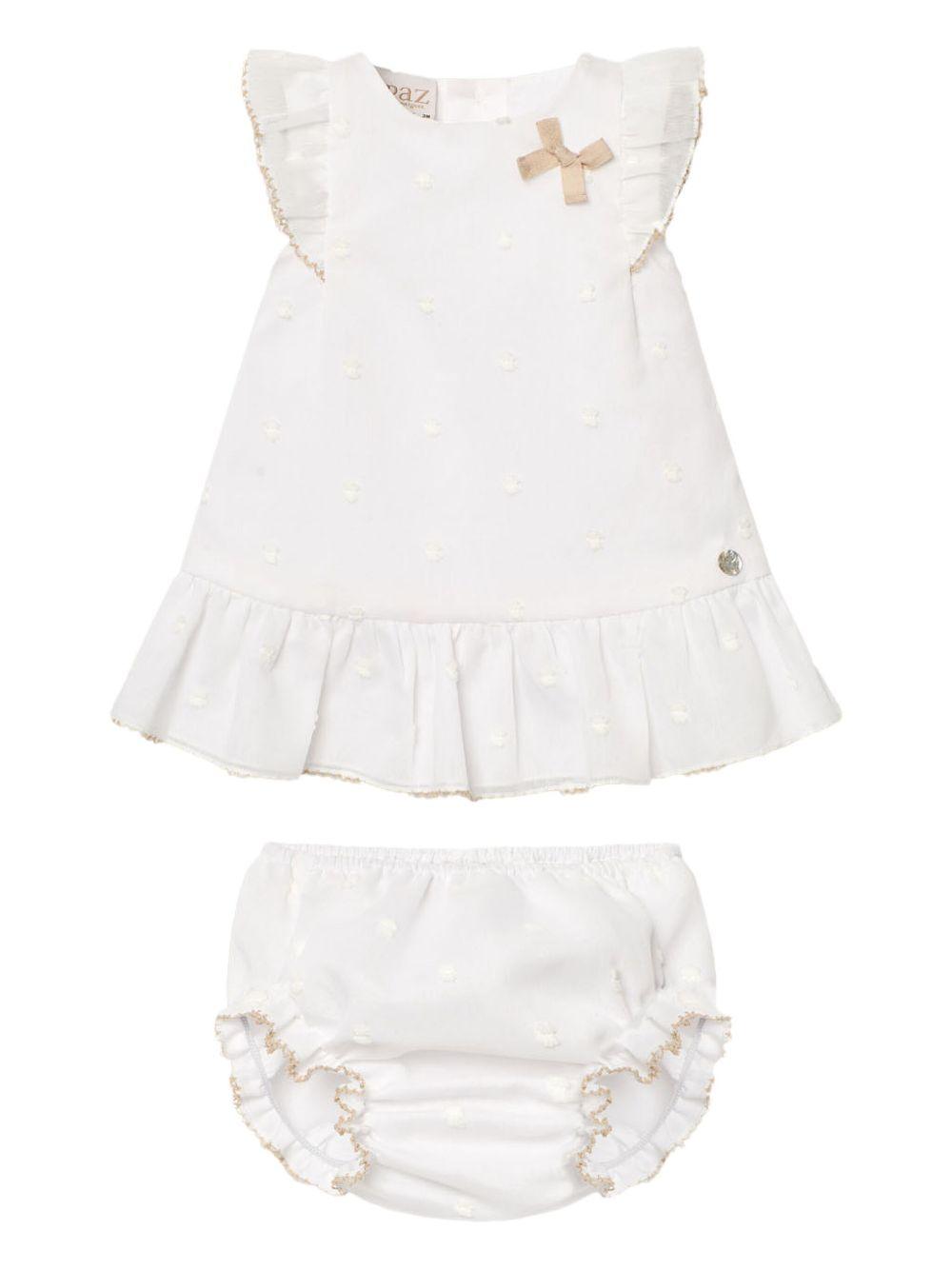 Completo bianco con ricami in contrasto (2pz) 104152723 01T1942 PAZ RODRIGUEZ KIDS 