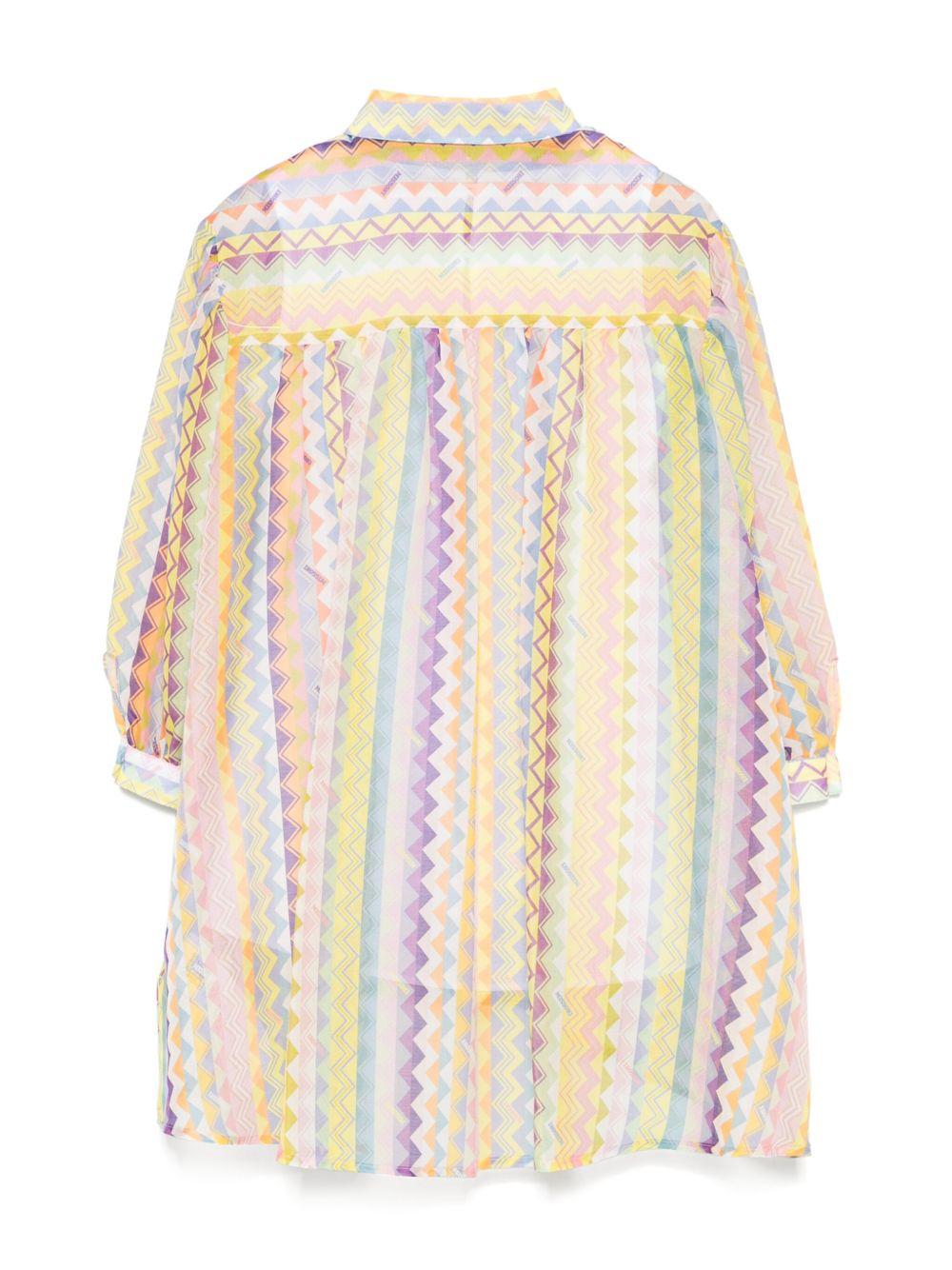 Abito a camicia multicolor con fantasia all-over