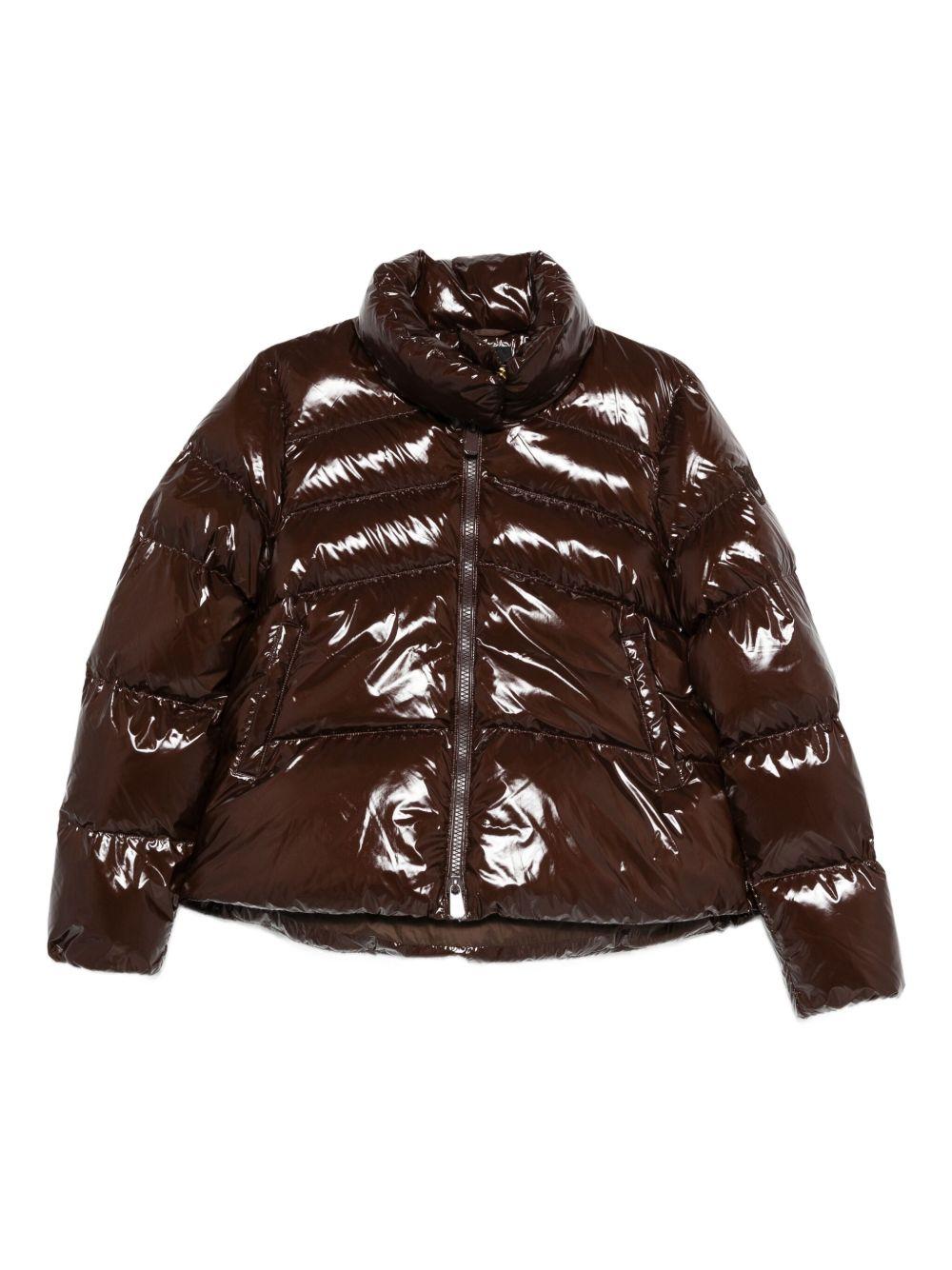 Giacca trapuntata marrone con collo a imbuto e zip 101598A2P7 M22 PINKO 