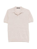 Polo in lino e cotone scollo a V
