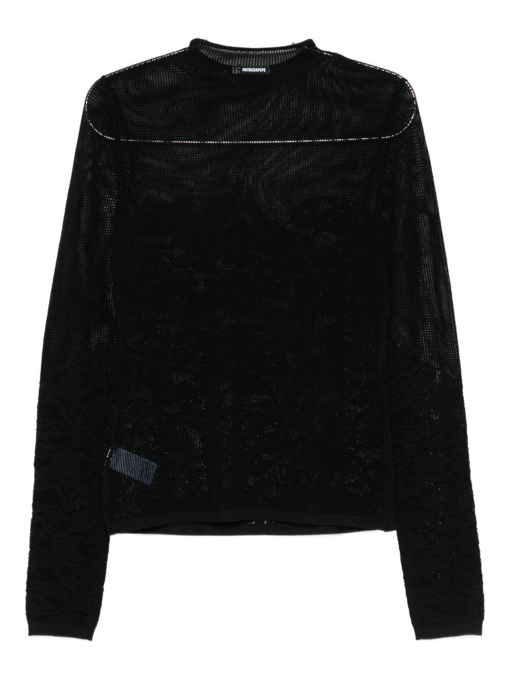 Maglione nero a maniche lunghe con girocollo 2M4486J343 S733 PATRIZIA PEPE 