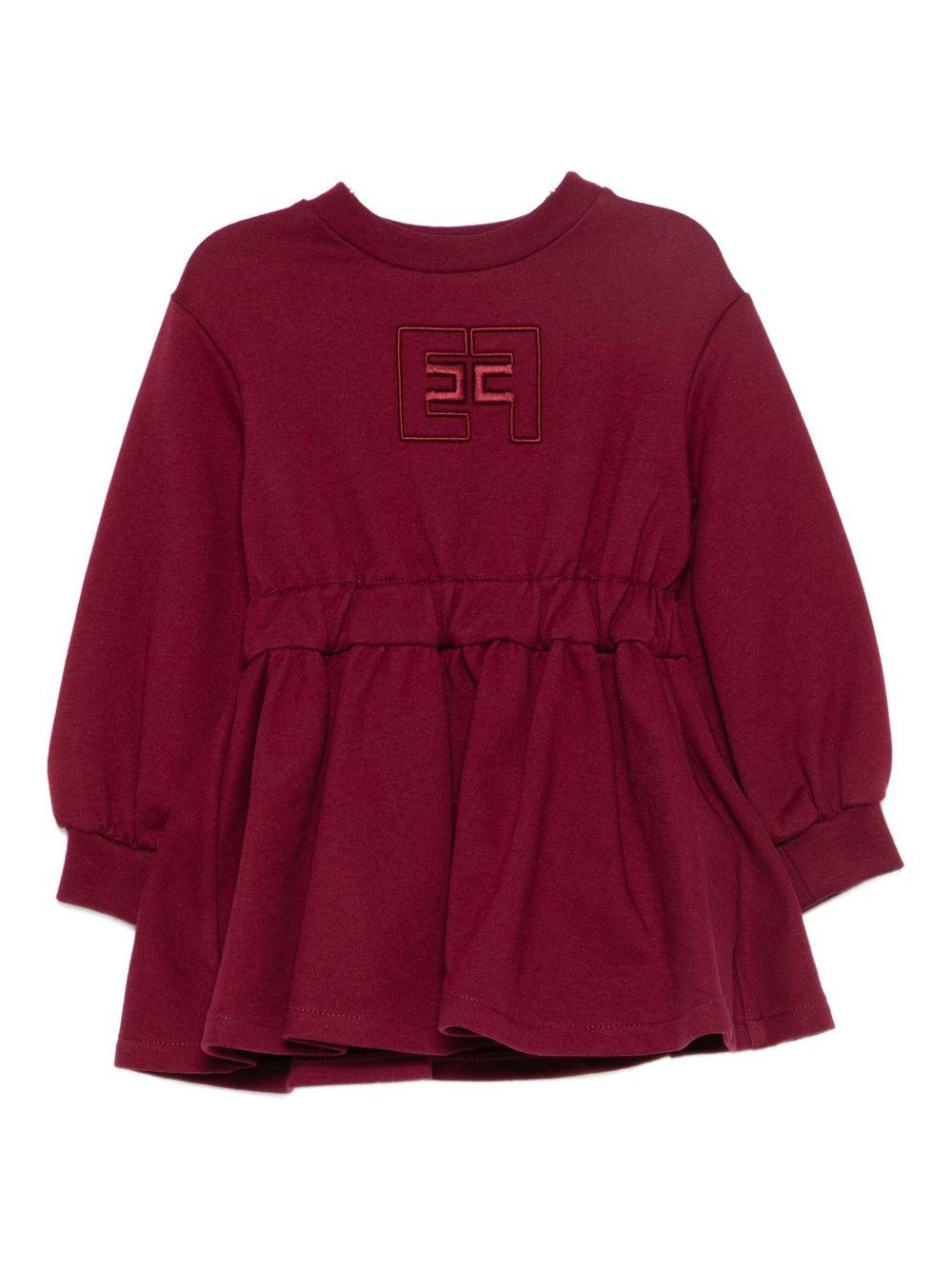 Abito rosso ciliegia con logo ricamato EGAB221FF002 3029 ELISABETTA FRANCHI KIDS 