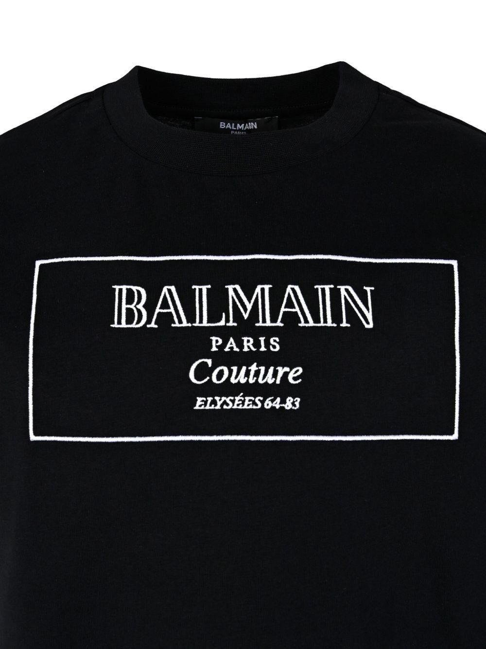 T-shirt Nera con Logo BX8P51Z3186 930BC BALMAIN KIDS 