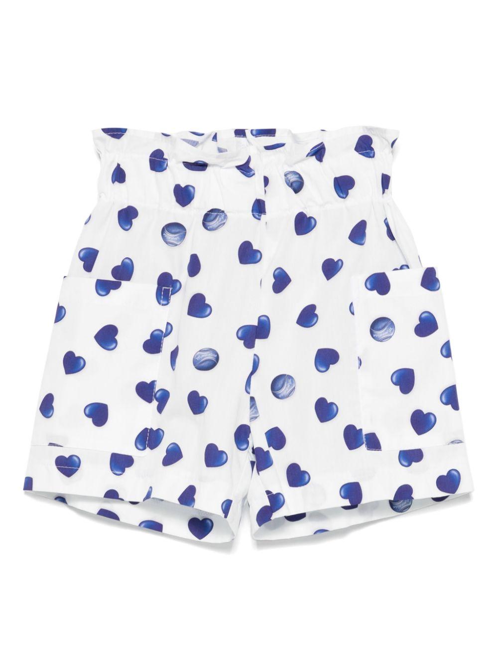 Short caramella bianco con fantasia all-over