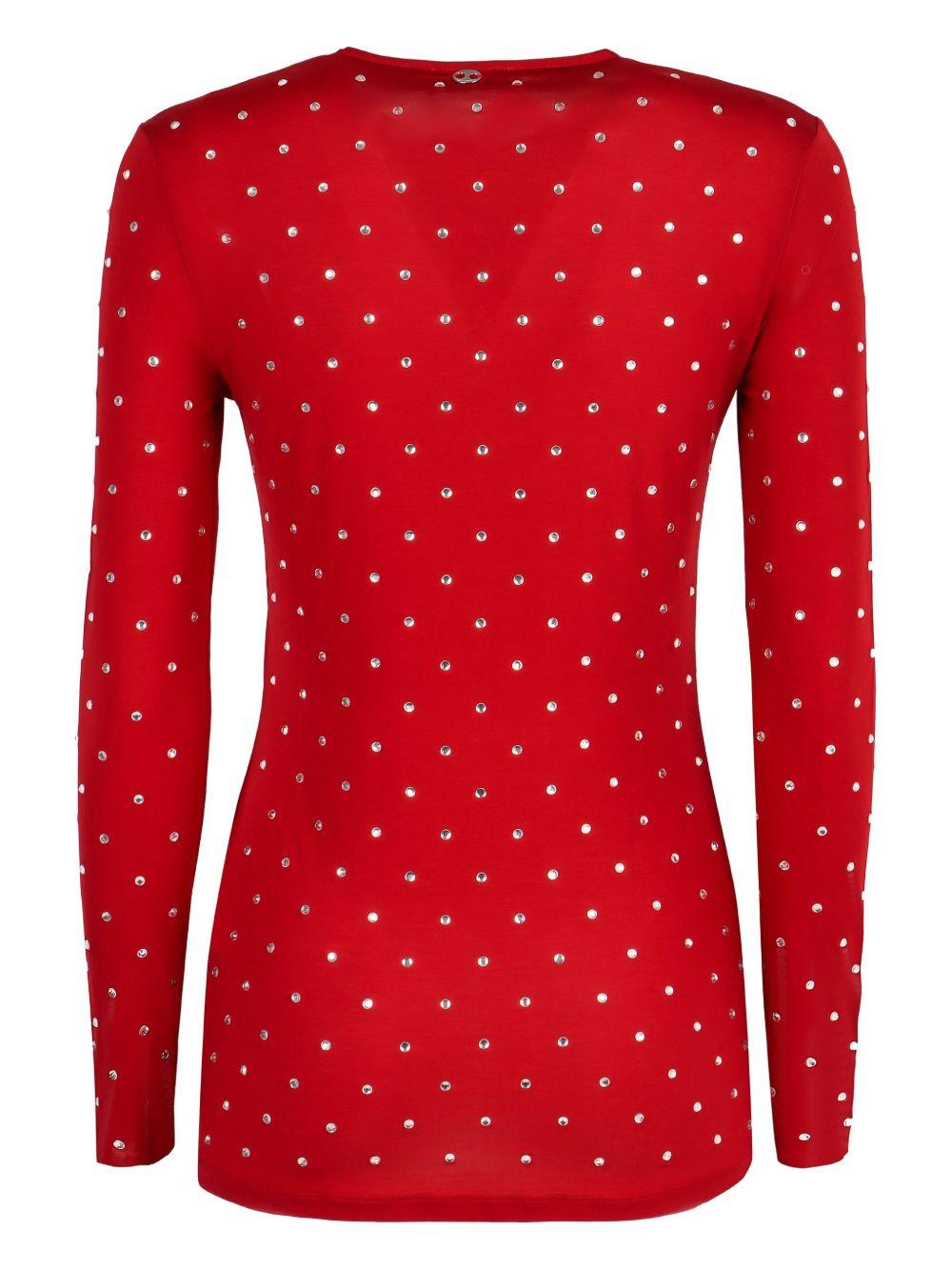Maglia rossa strass all-over 24AJTO617CU0014 P644 RABANNE 