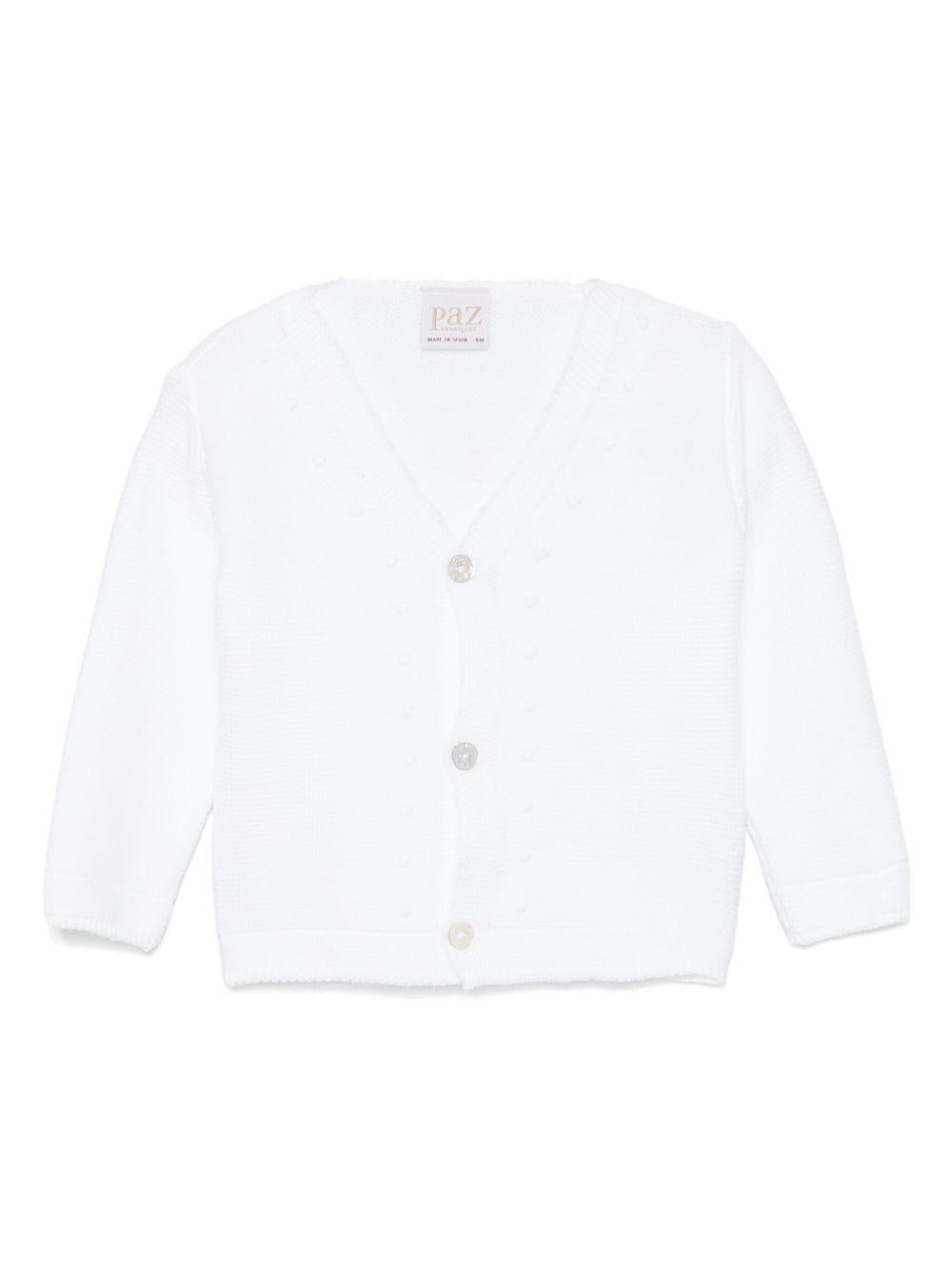 Cardigan bianco in maglia neonata 001121852 01H82 PAZ RODRIGUEZ KIDS 