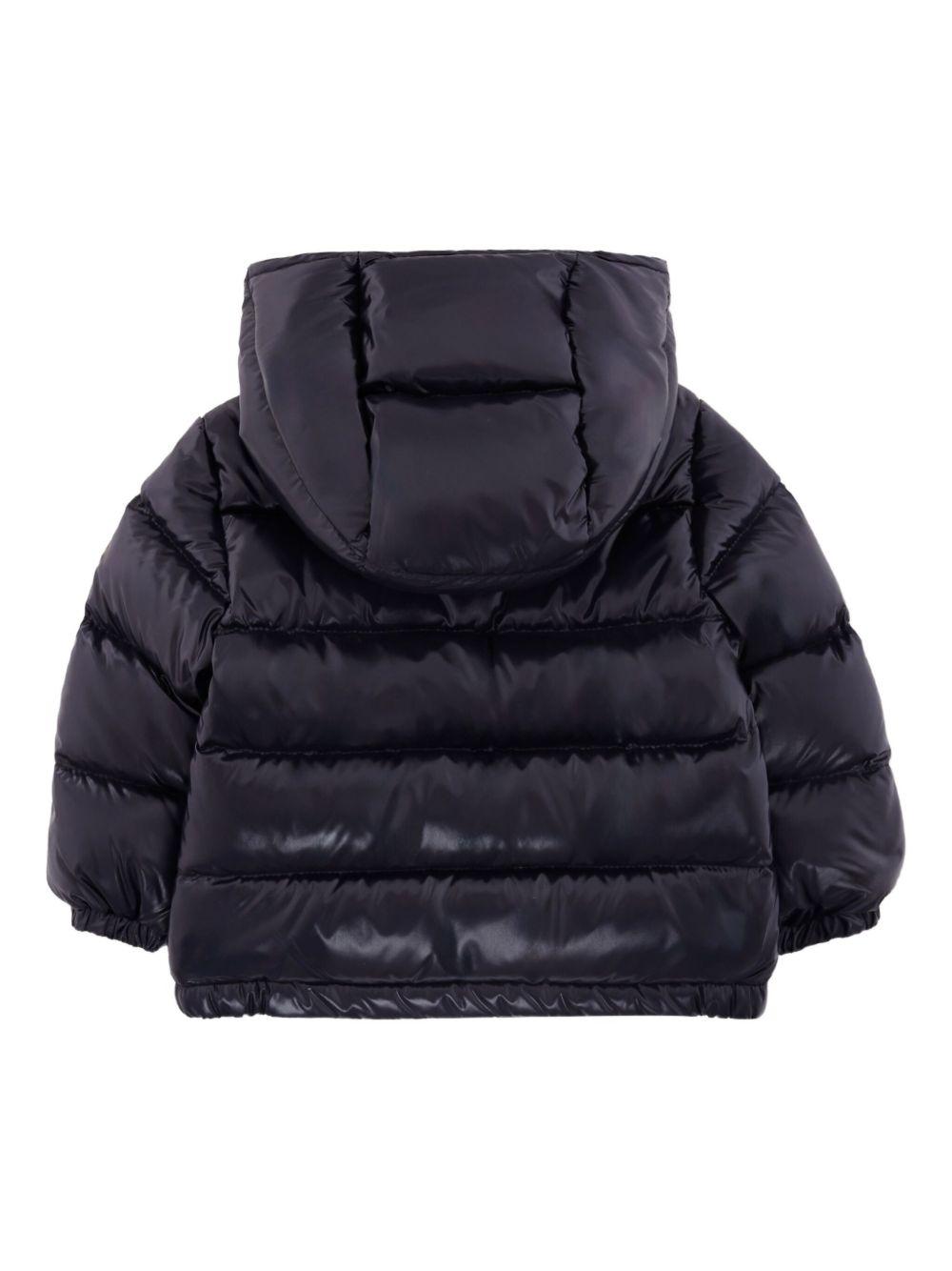 Piumino blu trapuntato con cappuccio K29511A00002597Z8 742 MONCLER KIDS 