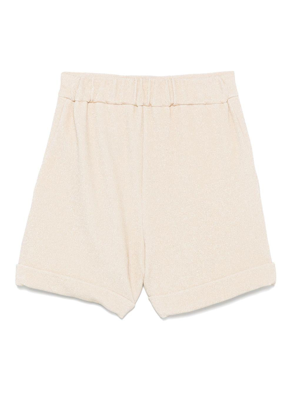 Short beige elasticizzato con bottoi oro
