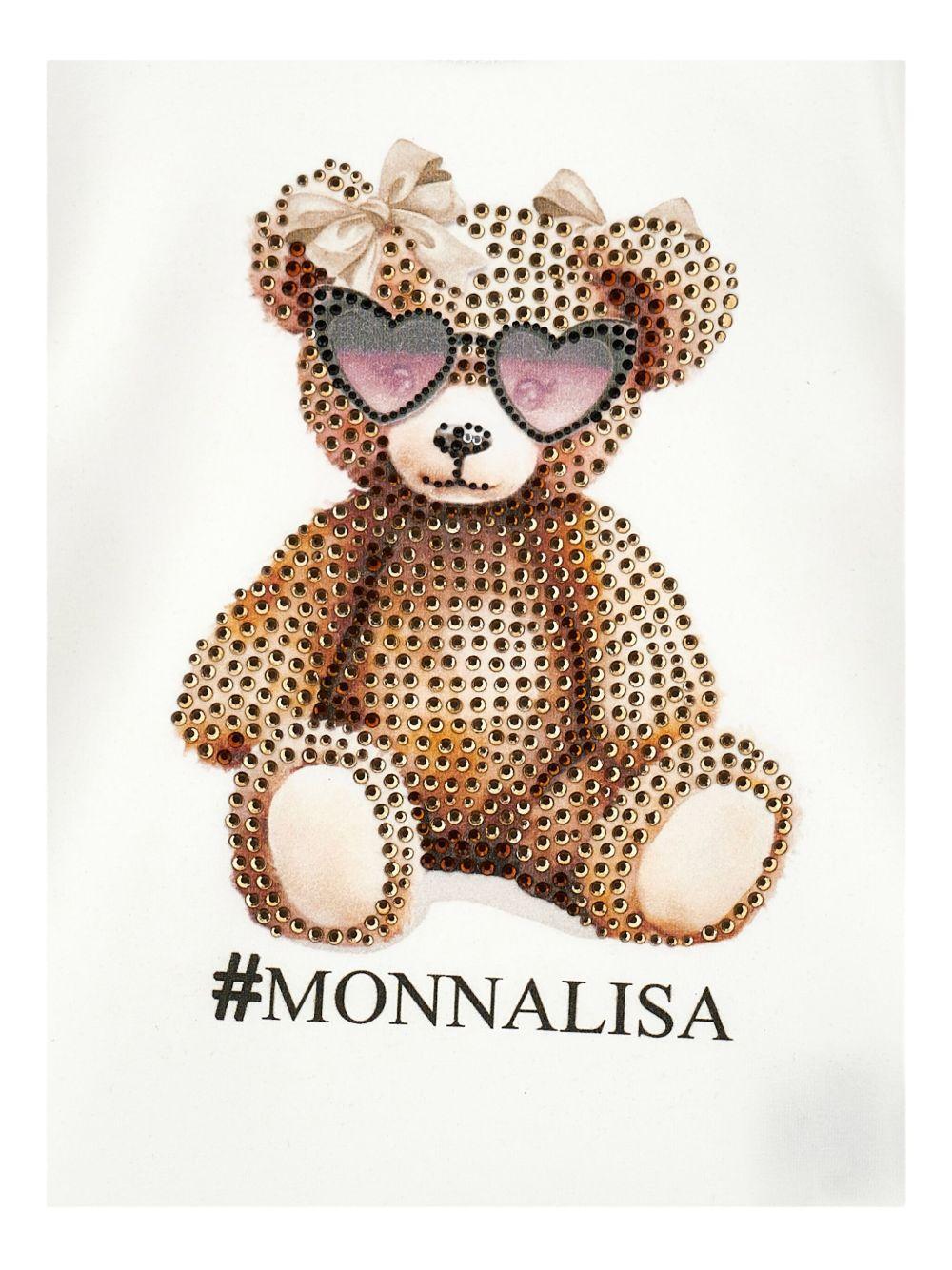 T-shirt Bianca Maniche Lunghe con Grafica Bear 19F6166003 0001 MONNALISA KIDS 