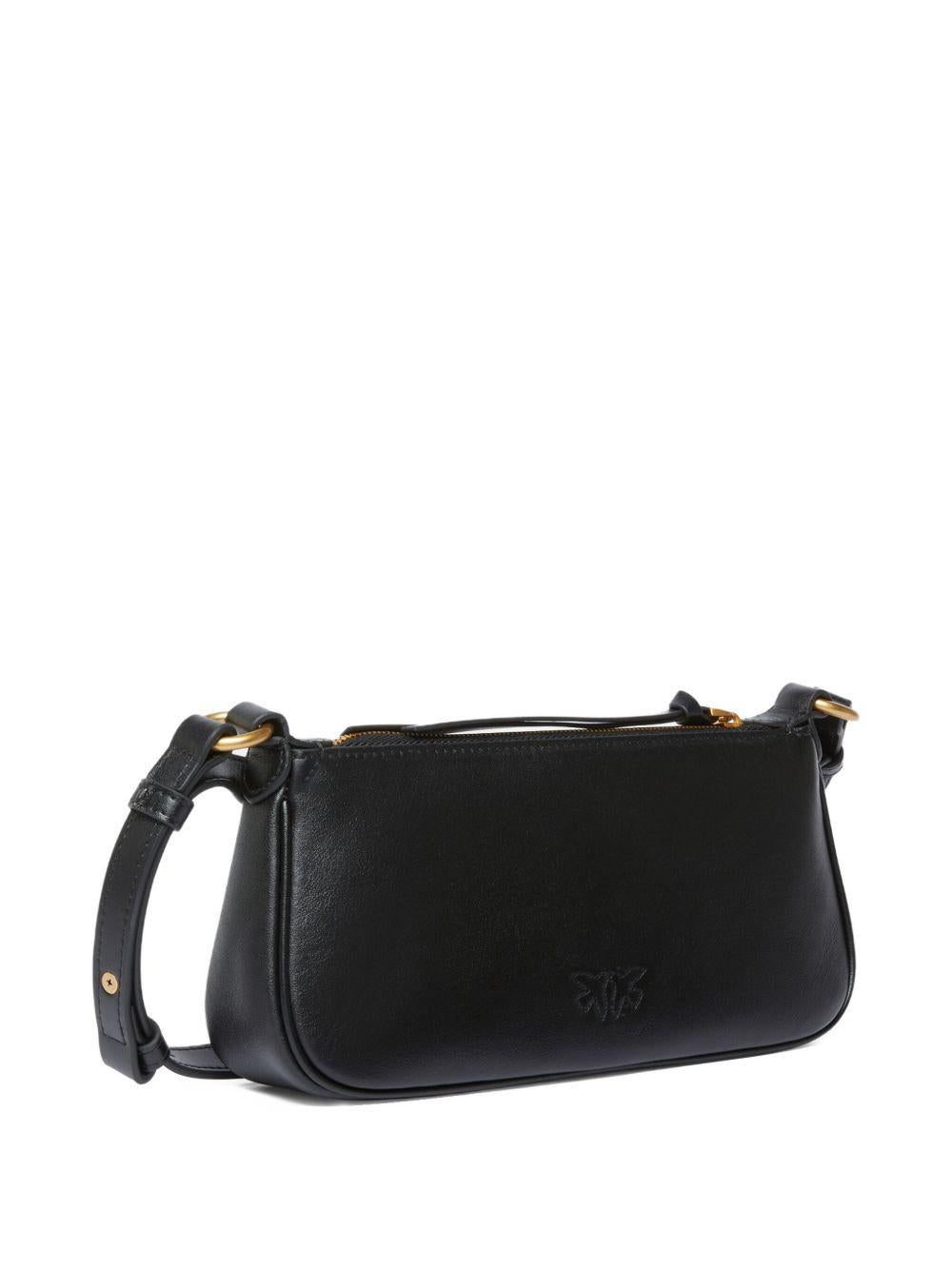 Borsa a spalla donna nera in pelle half moon horizontal 105069A0QO Z99Q PINKO 