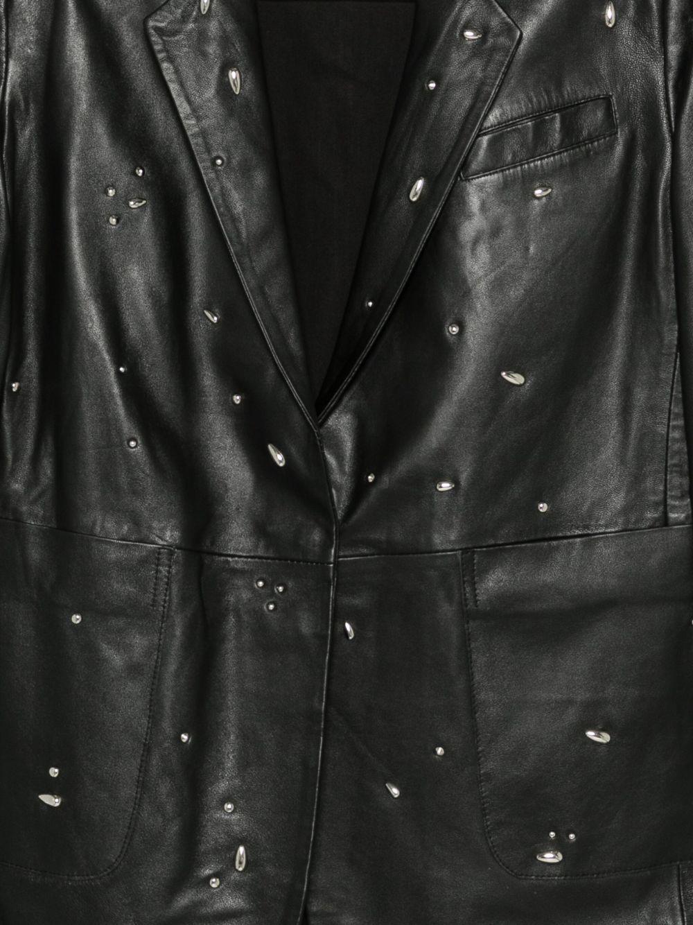 Giacca Nera in Pelle con Revers Classici 265802A5003 NE ALYSI 