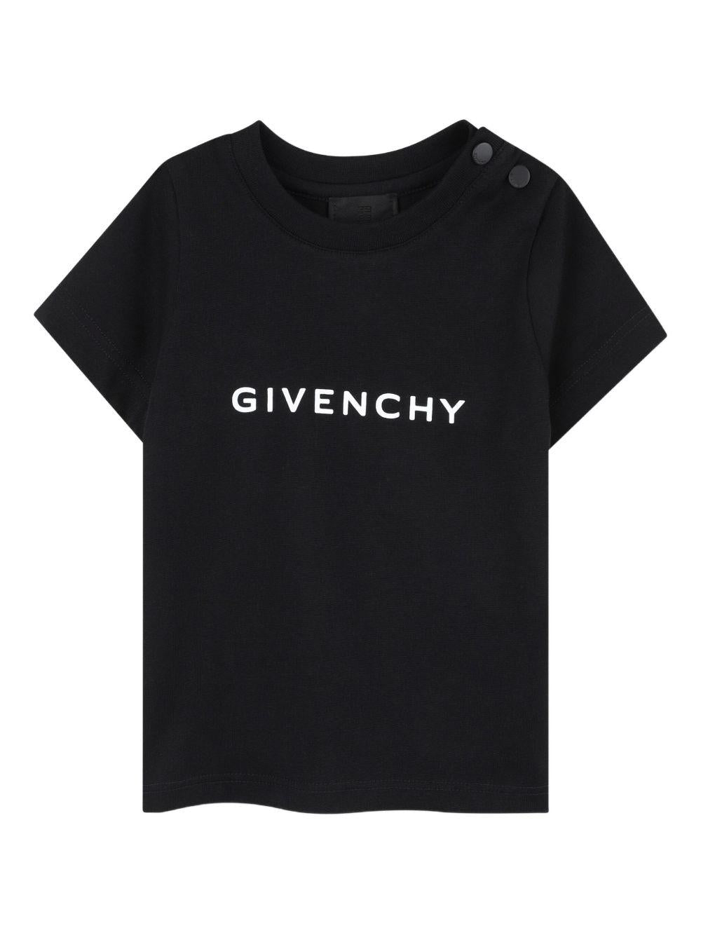 T-shirt in Cotone Biologico con Logo Stampato H30887 09B GIVENCHY KIDS 