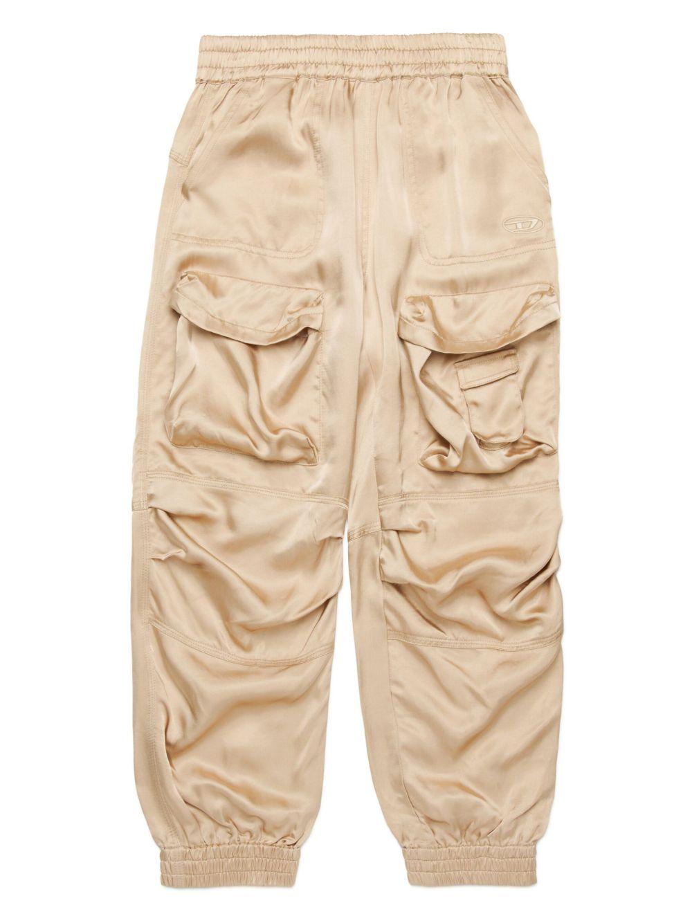 Pantalone cargo finish satinato beige