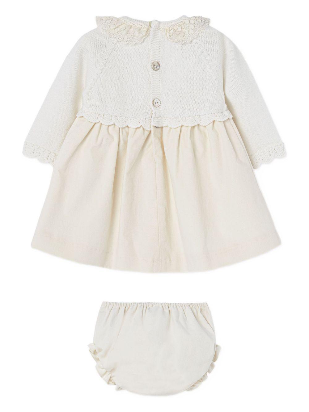Set panna con abito e colletto in maglia 104112838 60H56 PAZ RODRIGUEZ KIDS 