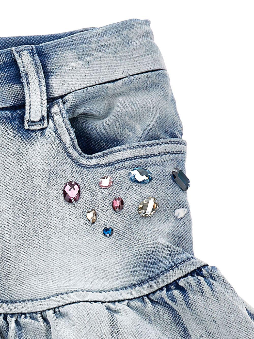 Gonna Denim Azzurra con Ruches eTasche 19F7026042 0062 MONNALISA KIDS 