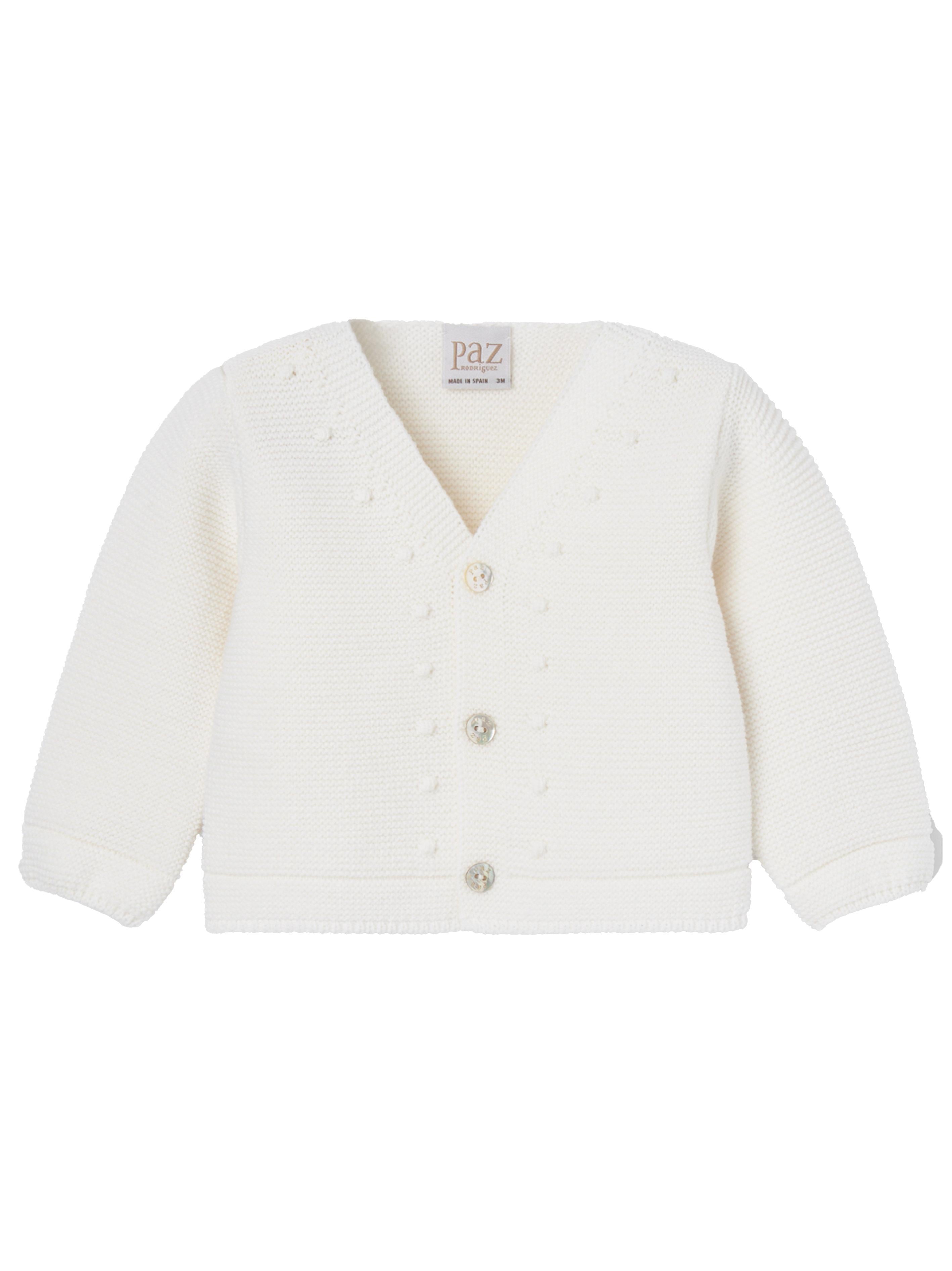 Cardigan Paz panna con pallini  neonato lana 001111852 60 PAZ RODRIGUEZ KIDS 