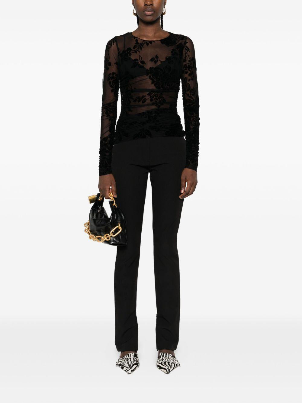 Top nero con stampa floreale e maniche lunghe 105601A2QD ZD0 PINKO 