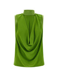 Top senza maniche collo alto verde