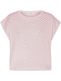 T-shirt crop rosa con strass