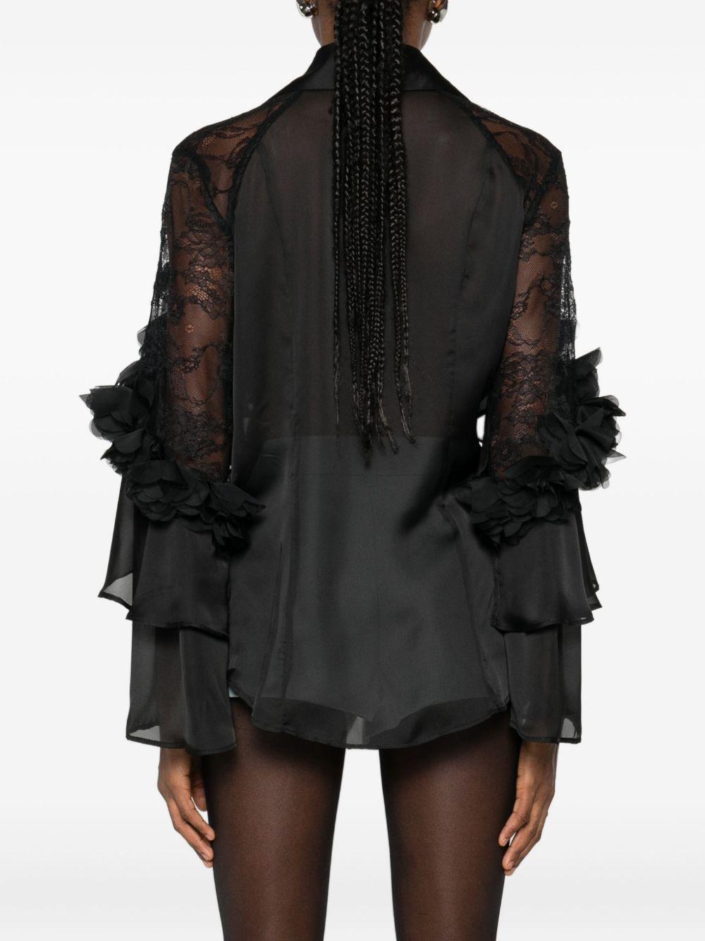 Camicia con Dettagli in Pizzo e Volant S00307 NERO BABYLON COLLECTION 