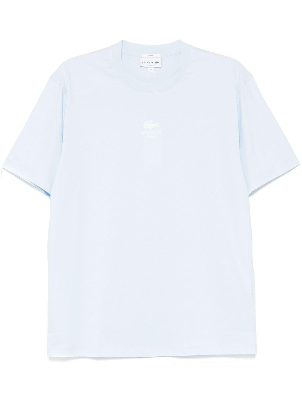 T-shiert celeste stampa logo centrale TH2739 T01 LACOSTE 