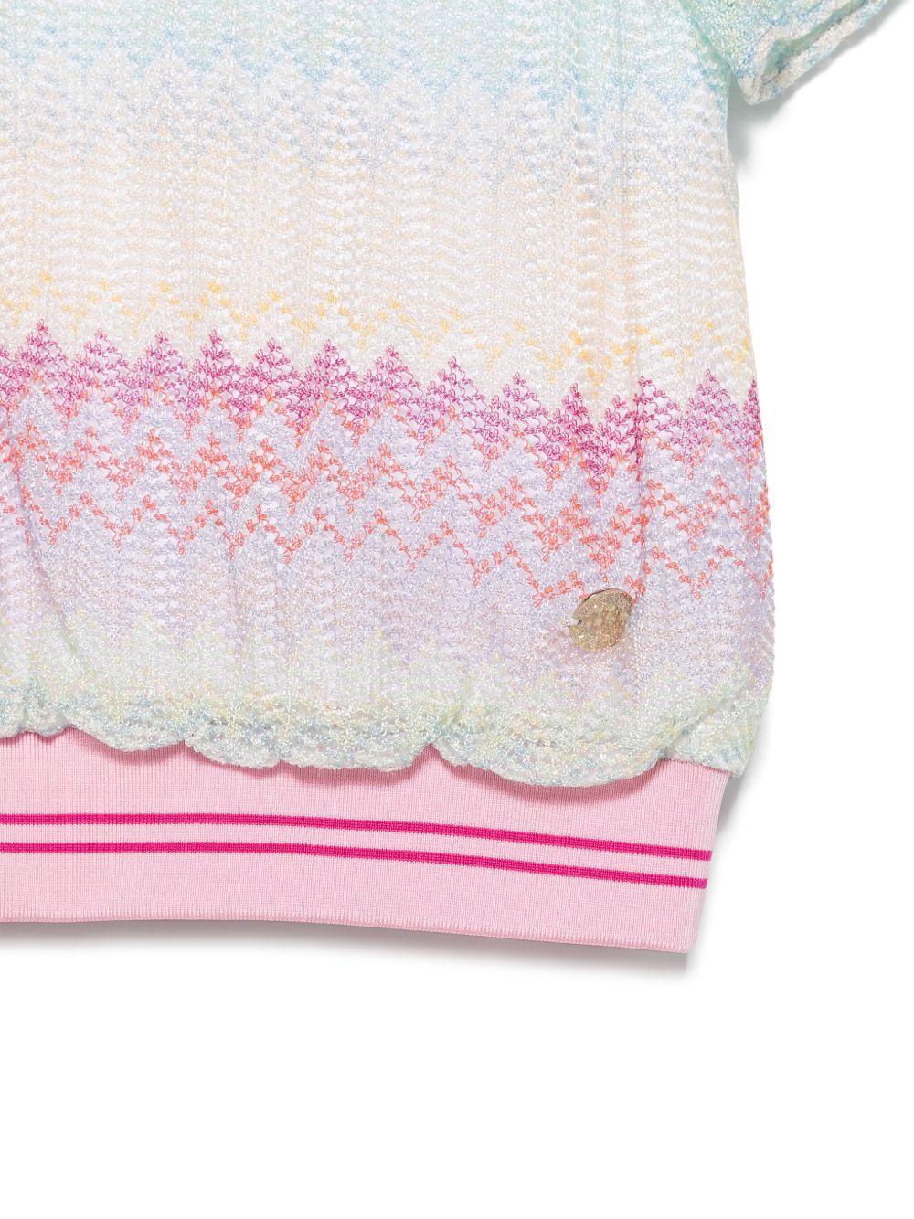 T-shirt verde acqua multicolor fantasia chevron