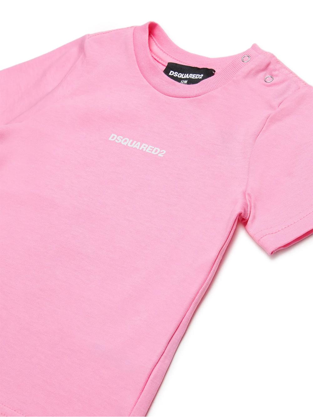 T-shirt rosa neonata mini logo frontale DQ2853D004G DQ321 DSQUARED KIDS 