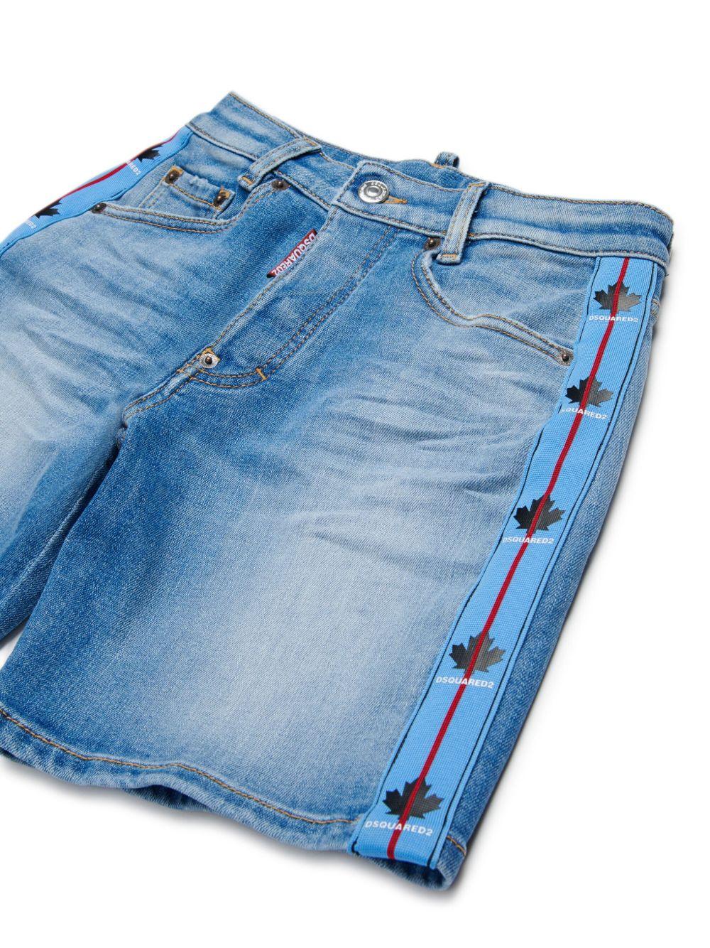 Bermuda in denim con bande laterali