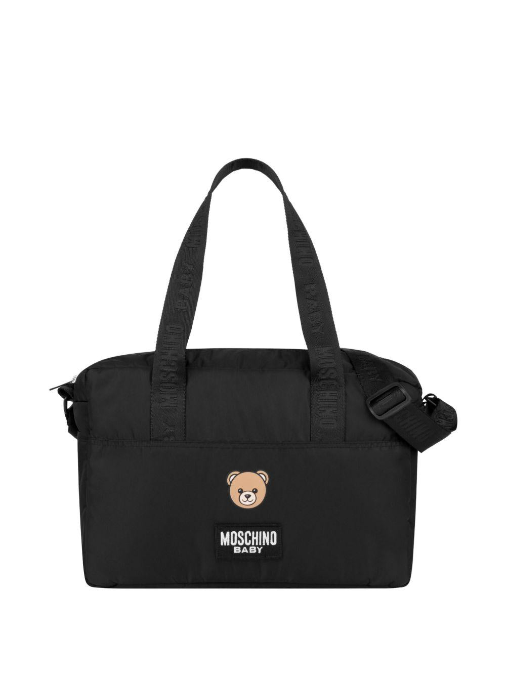 Borsa fasciatoio nera con stampa MMX04KL3A89 60100 MOSCHINO KIDS 