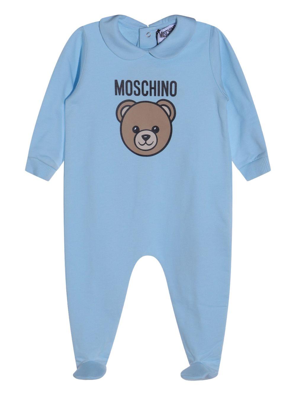 Set neonato celeste con motivo Teddy Bear MMY08BLCA40 40304 MOSCHINO KIDS 