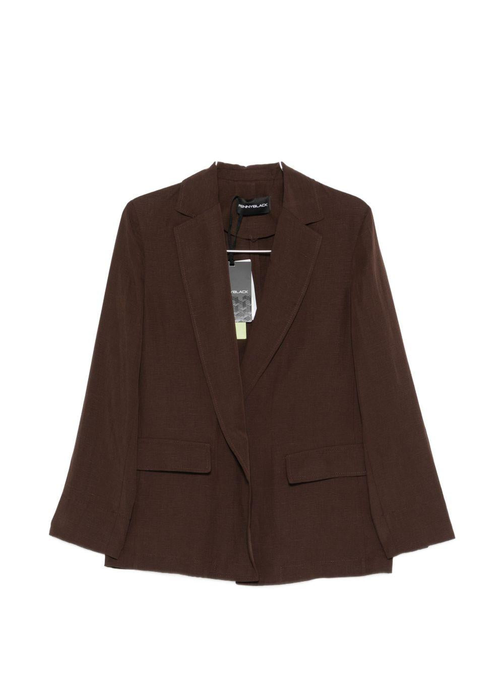 Blazer in lyocell e lino con revers a dente 2611041183200 003 PENNY BLACK 