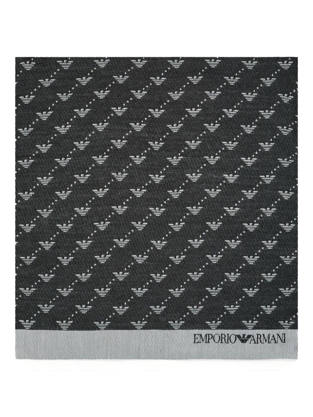 Stola nera logo aquila all-over 6252094F310 00020 EMPORIO ARMANI 