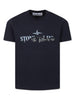 T-shirt blu stampa frontale logo