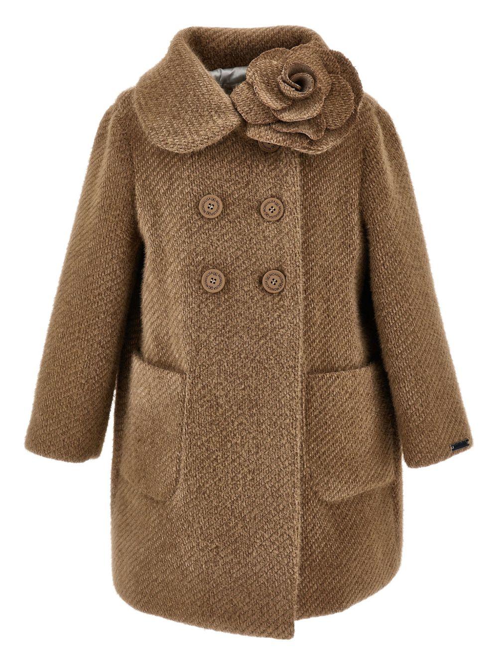 Cappotto Marrone con Dettaglio Rosa 17F1096314 0009 MONNALISA KIDS 
