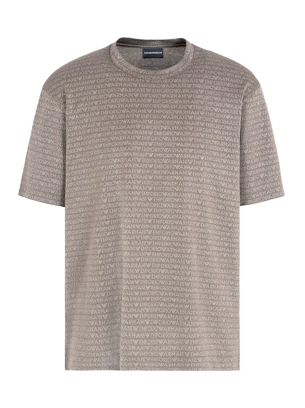 T-shirt marrone logo all-over