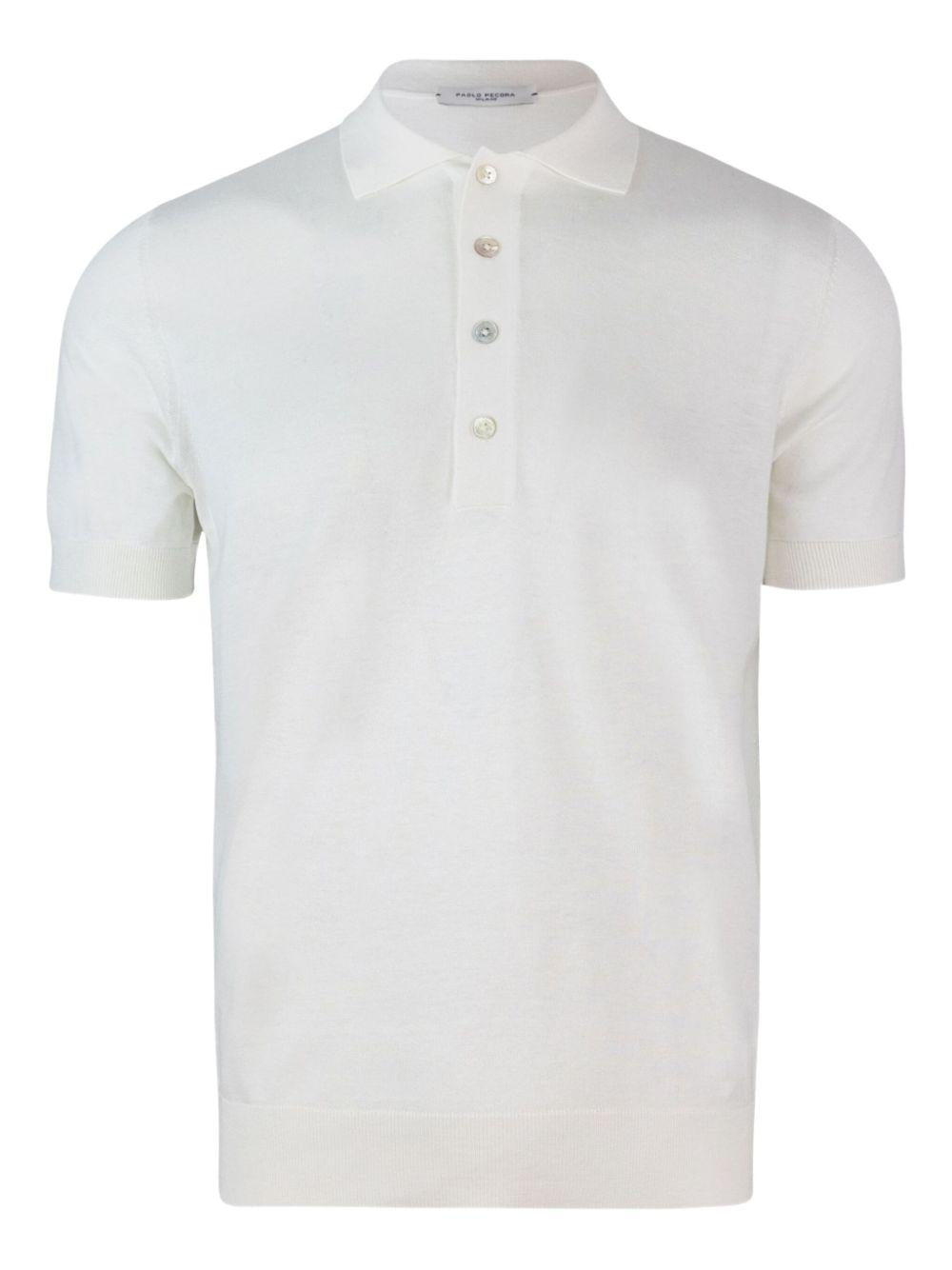 polo in maglia ecru extrafine
