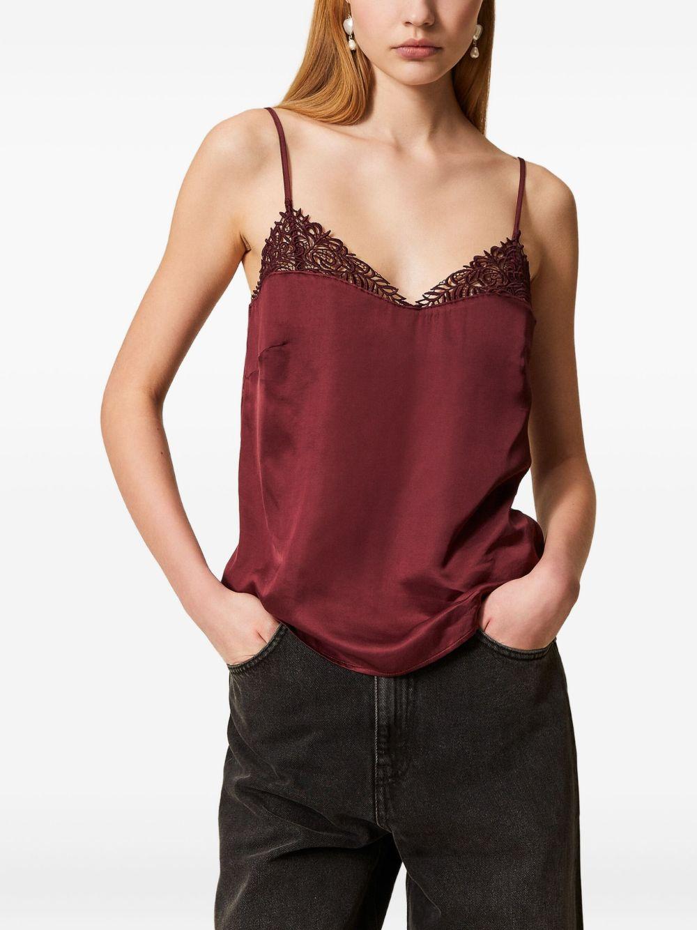 Top Borgogna con Finitura in Pizzo 252TP2481 05609 TWINSET 