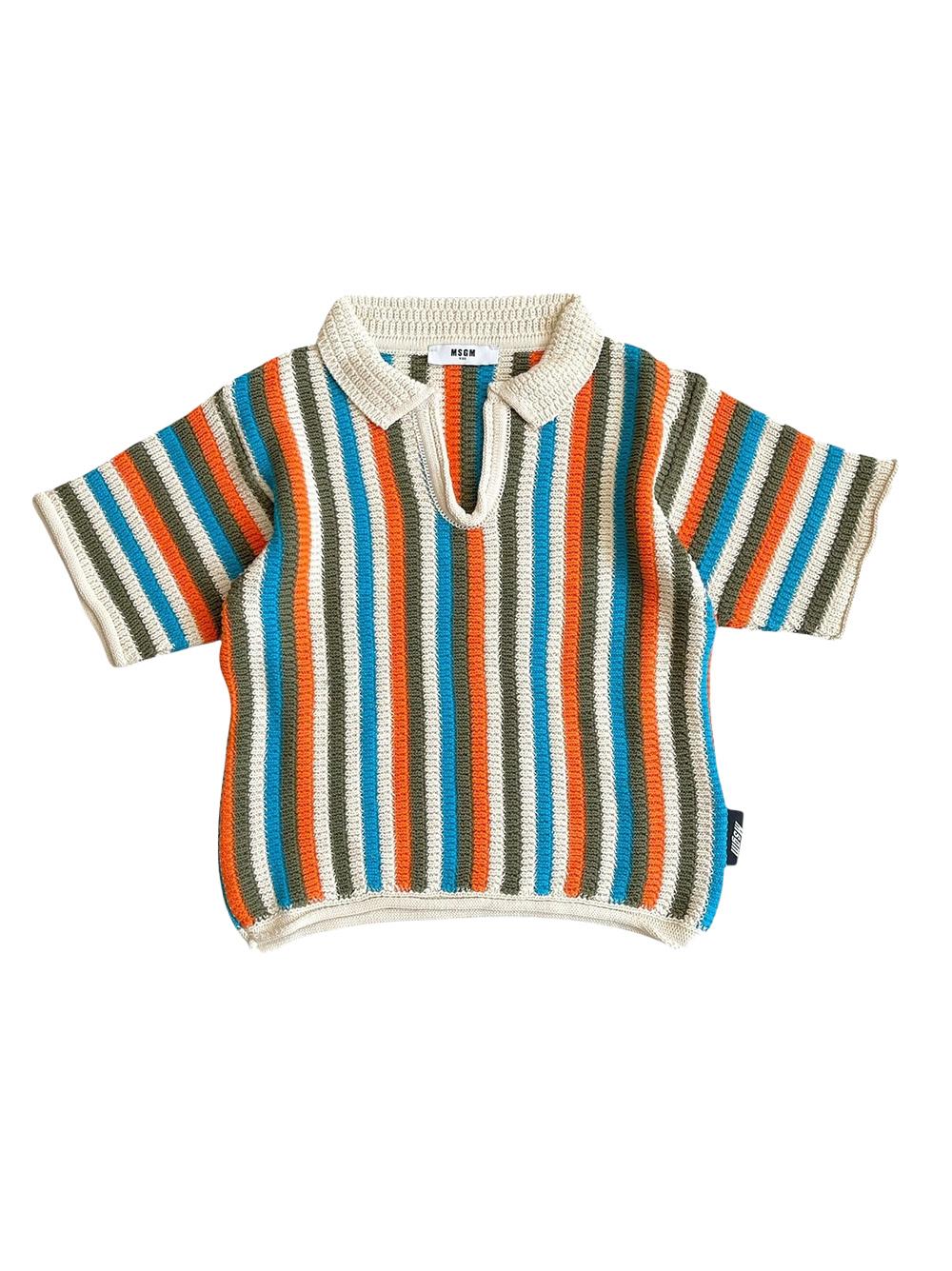 Polo in maglia multicolor fantasia a righe