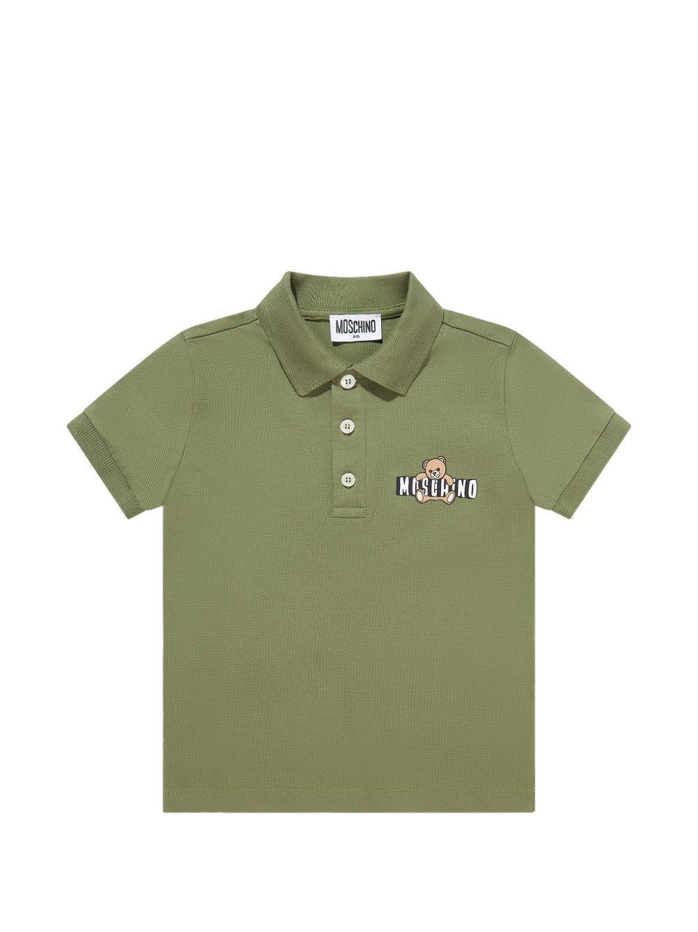 Polo in pique con logo HSM03YLFA09 30037 MOSCHINO KIDS 