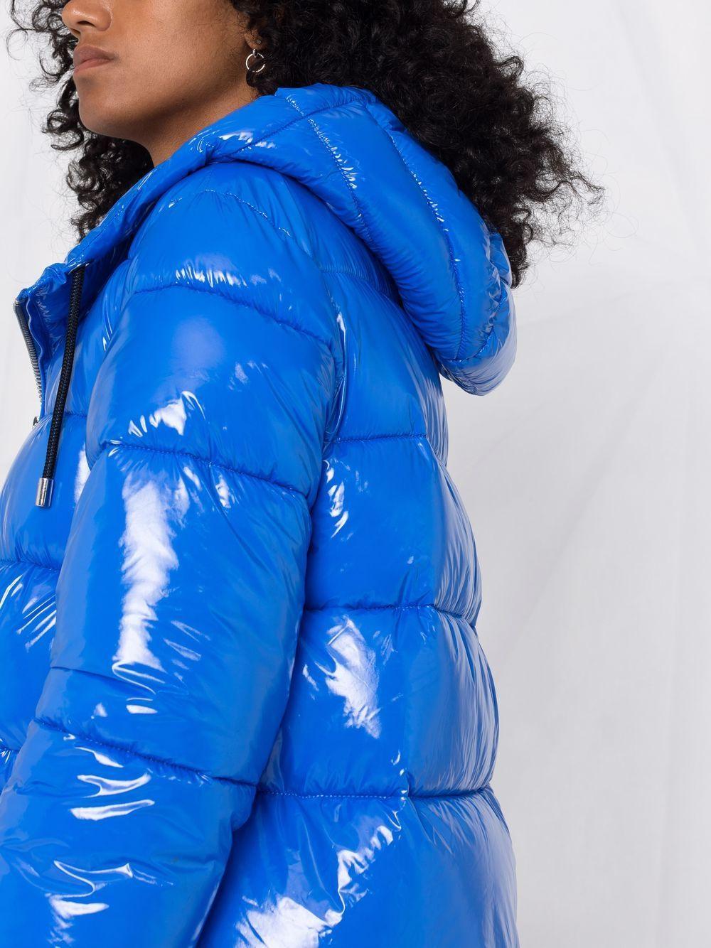 Giubbino bluette in pelle verniciata